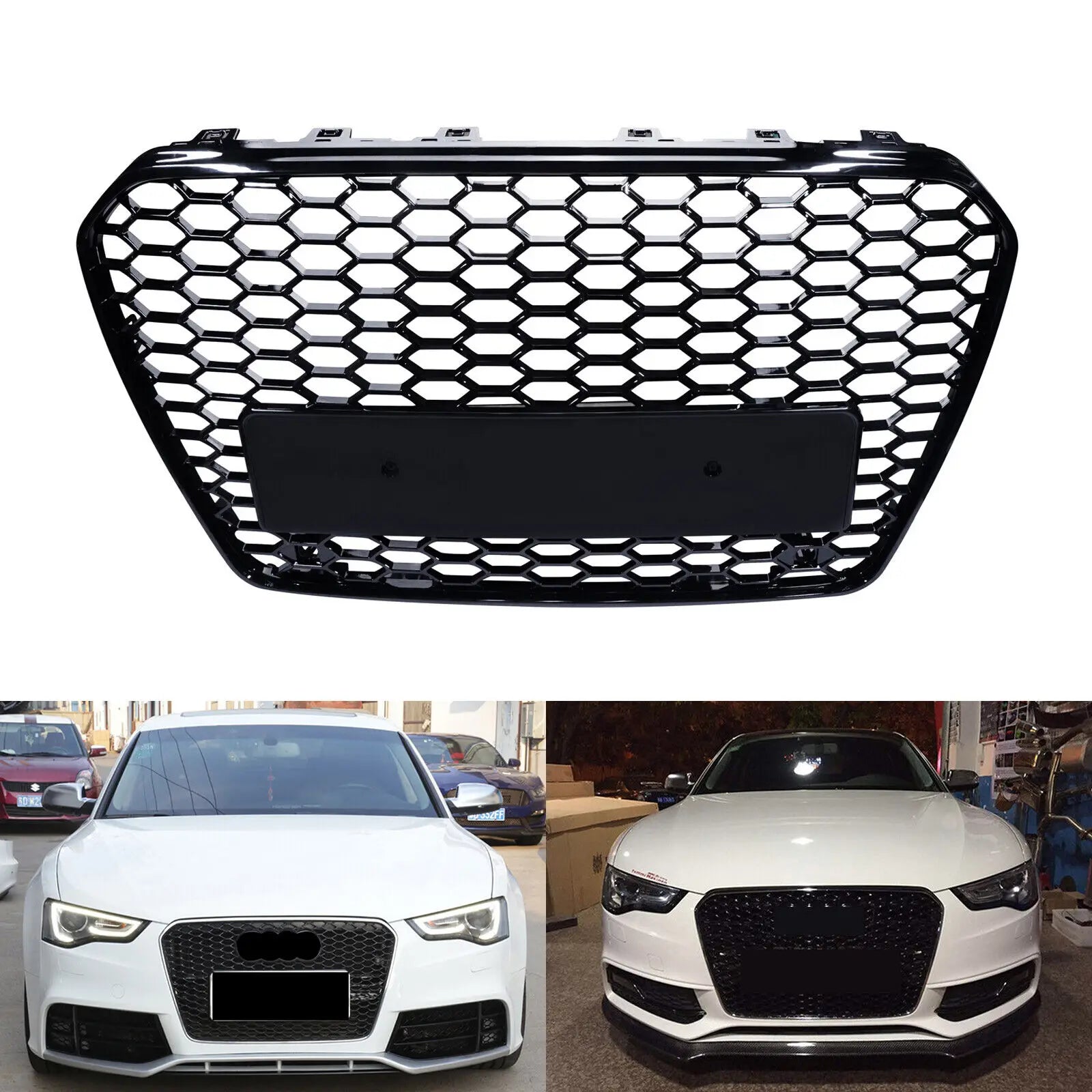 RS5 Style Honeycomb Grille - Gloss Black Front Bumper Upgrade (Audi B8.5 A5/S5)