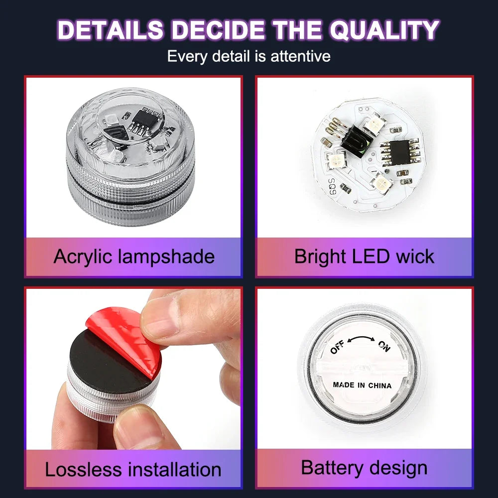 Wireless Interior Ambient Lights – RGB LED Puck Lights (Remote Control)