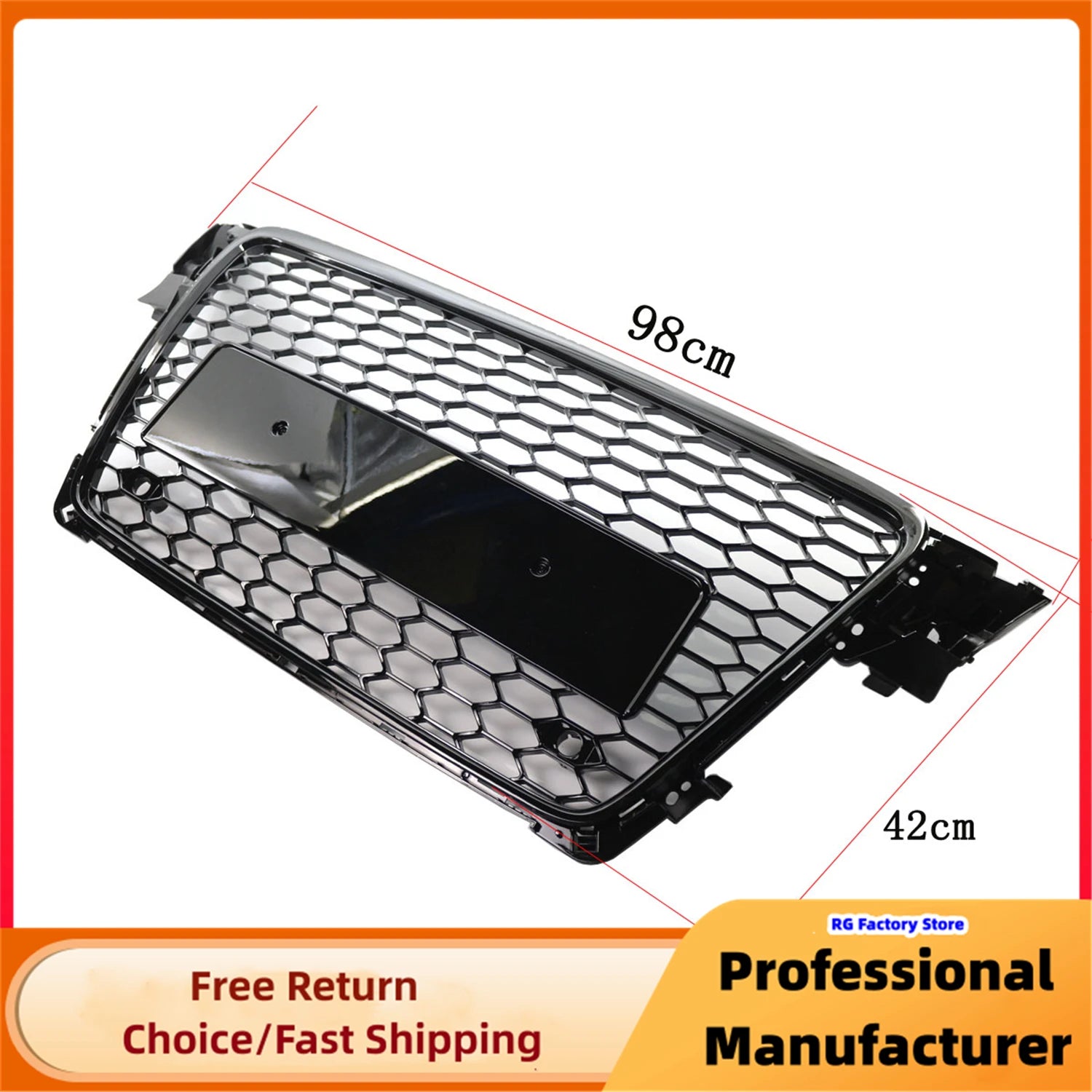 RS4 Style Honeycomb Grille - Gloss Black Front Bumper Upgrade (Audi A4 B8/S4)