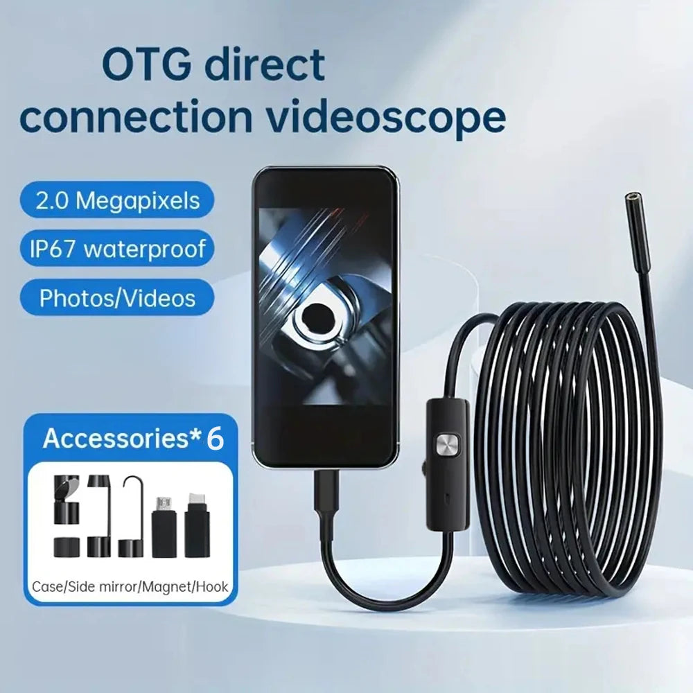 HD Inspection Camera – Flexible Borescope for Car Diagnostics (iOS/Android)