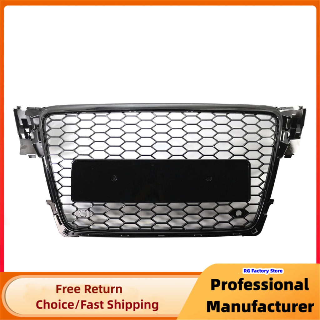 RS4 Style Honeycomb Grille - Gloss Black Front Bumper Upgrade (Audi A4 B8/S4)